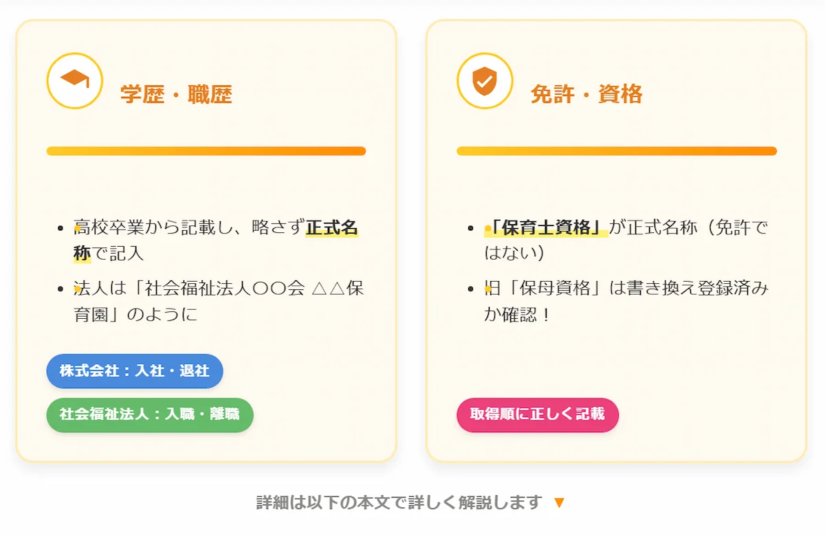 2. 【項目別】保育士の履歴書の正しい書き方