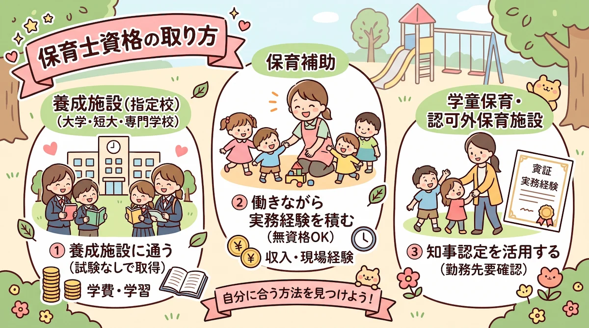 5. 保育士受験資格がない場合に取れる3つの方法